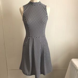 Charming Charlie Polka Dot Sleeveless Dress Mock Neck Sz Small Skater